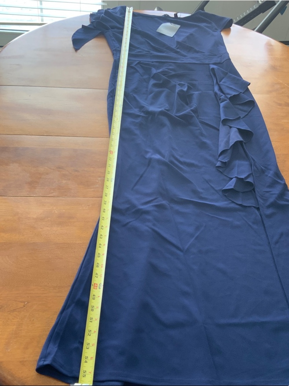 Navy Blue High-Low Ruffle Midi Dress - Picture 9 of 9